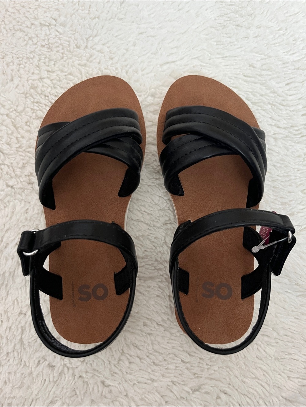 SO Black and Brown Cross-Strap Ankle Sandals